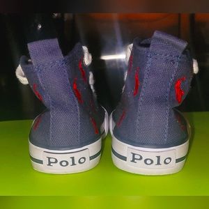 New Polo by Ralph Lauren Canvas High top size 5Y, Color: Blue, white, Red.